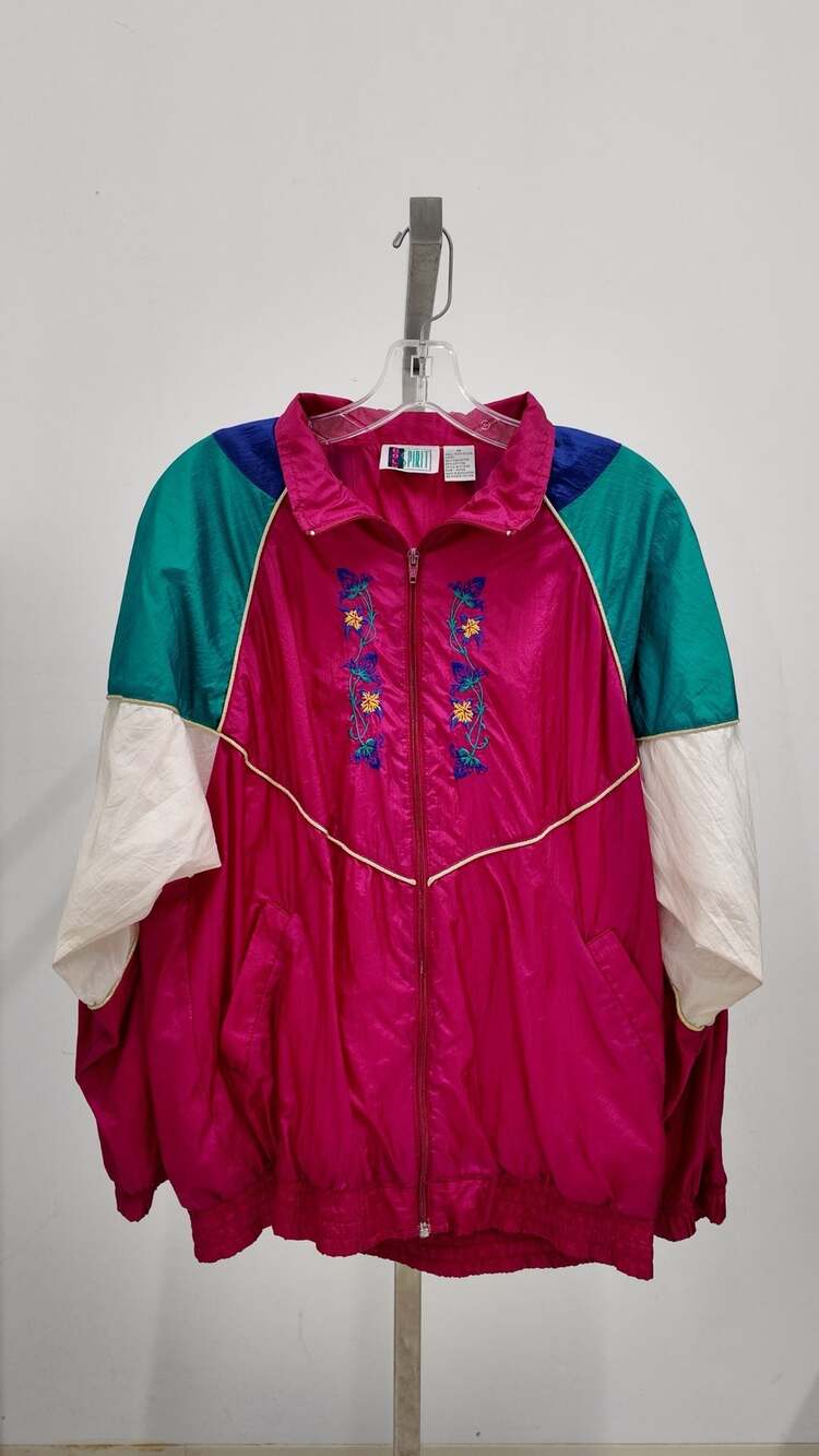 Vintage 90s Bold Spirit Floral Embroidered Windbreaker - (M)
